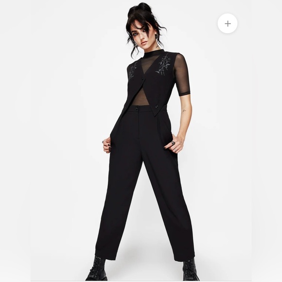 NWT Disturbia Damona Tailored Waistcoat Vest and Trouser Set Black Goth Sz 4 - Picture 2 of 16